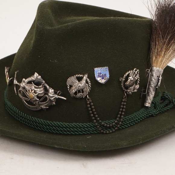 Vintage Dark Green Lembert Standard with 5 Pins Hat Size Small - Picture 2 of 12